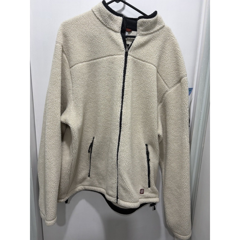 Old Navy men's Jacket Long Sleeve Fleece Full Zip Off White Size XXL